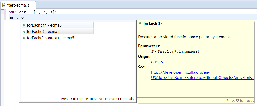 ECMAScript Completion Array