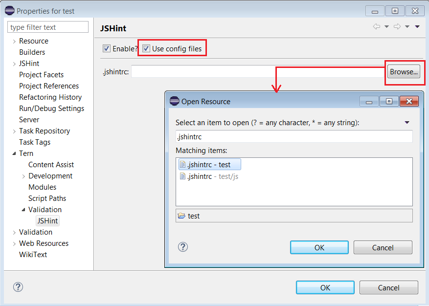 JSHint config file