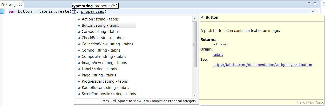 Tabris Completion Create