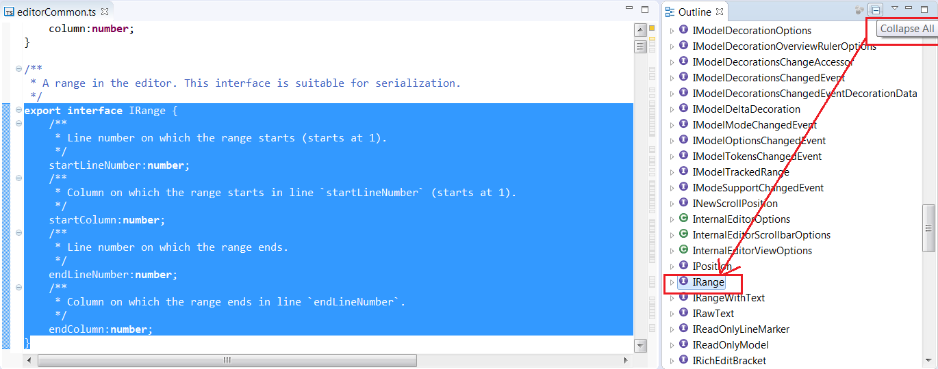 TypeScript Outline Collapse All